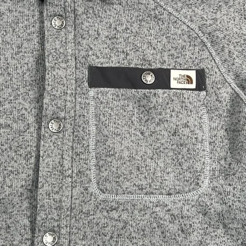 North Face Gordon Lyons Fleece Snap Button Shirt Jacket Mens Small Shacket‎ Gray